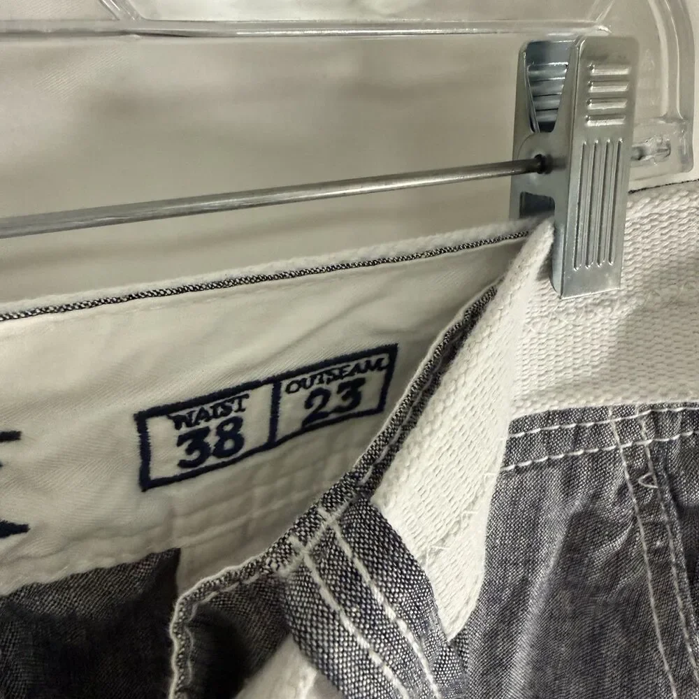 Buckle Black Linen Blend Shorts Men's 38 Grey Belted Athletic 8